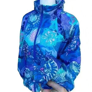 Vintage Lavon Purple Blue Psychedelic Funky Seashell Windbreaker Jacket size LP